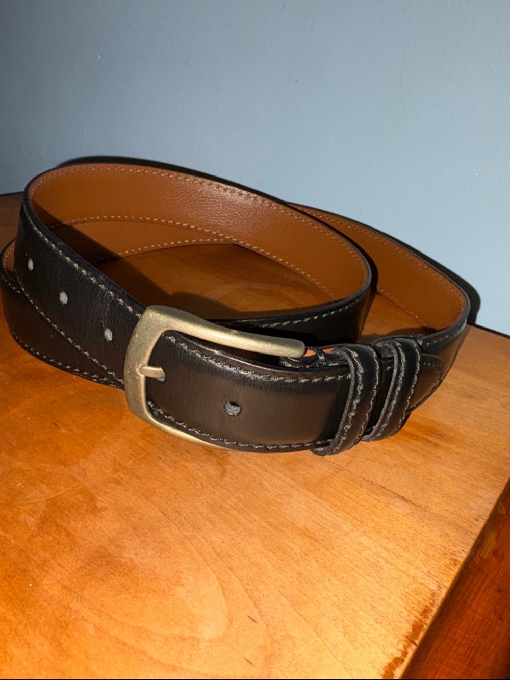 Joseph Abboud Mens Black Leather Dress Belt Size 44 Fatto A Mano in Italia